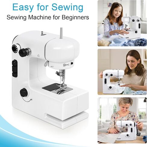 ماكينة خياطة، آلات خياطة للمبتدئين، ماكينة خياطة صغيرة قابلة للتعديل بسرعتين مع أضواء، دواسات قدم، مقبض للأمام والخلف، سهلة الاستخدام ومناسبة للملابس والأقمشة والسفر المنزلي بنفسك in Kuwait