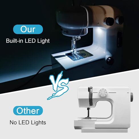 ماكينة خياطة، آلات خياطة للمبتدئين، ماكينة خياطة صغيرة قابلة للتعديل بسرعتين مع أضواء، دواسات قدم، مقبض للأمام والخلف، سهلة الاستخدام ومناسبة للملابس والأقمشة والسفر المنزلي بنفسك in Kuwait