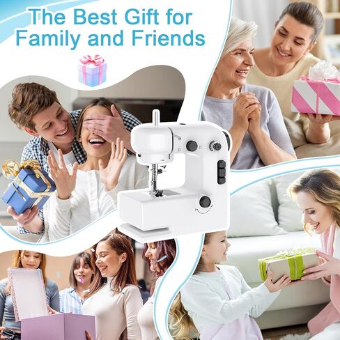 ماكينة خياطة، آلات خياطة للمبتدئين، ماكينة خياطة صغيرة قابلة للتعديل بسرعتين مع أضواء، دواسات قدم، مقبض للأمام والخلف، سهلة الاستخدام ومناسبة للملابس والأقمشة والسفر المنزلي بنفسك in Kuwait