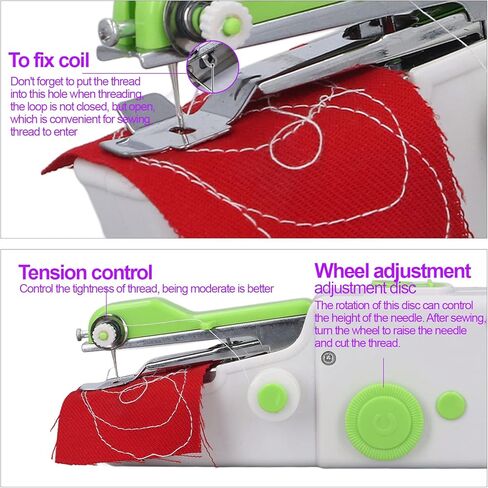 Diydeg Handheld Sewing Machine, Mini Portable Electric Sewing Machine, Ergonomic Battery Powered Portable Mending Machine Quick Stitch Tool for DIY Quick Repairing, Beginners, Kids, Home and Travel in Saudi Arabia