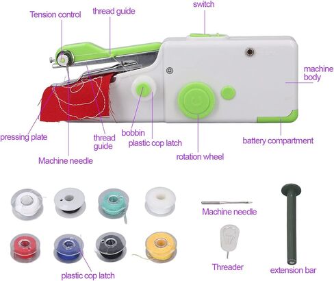 Diydeg Handheld Sewing Machine, Mini Portable Electric Sewing Machine, Ergonomic Battery Powered Portable Mending Machine Quick Stitch Tool for DIY Quick Repairing, Beginners, Kids, Home and Travel in Saudi Arabia
