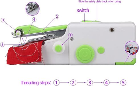 Diydeg Handheld Sewing Machine, Mini Portable Electric Sewing Machine, Ergonomic Battery Powered Portable Mending Machine Quick Stitch Tool for DIY Quick Repairing, Beginners, Kids, Home and Travel in Saudi Arabia