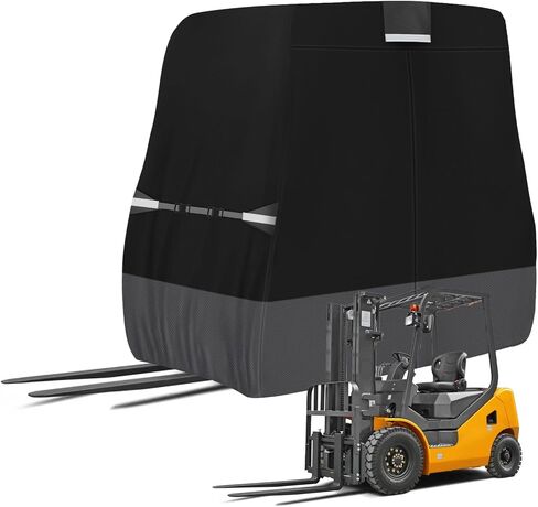 420D Waterproof Forklift Storage Cover Compatible with Capacity Up to 8000 lb Cab Cover with Side Zippered Door and Reflective Strips for Snow Rain Sun Dust Protection(Non-transparent) in Saudi Arabia