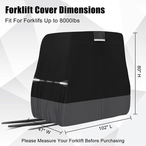 420D Waterproof Forklift Storage Cover Compatible with Capacity Up to 8000 lb Cab Cover with Side Zippered Door and Reflective Strips for Snow Rain Sun Dust Protection(Non-transparent) in Saudi Arabia