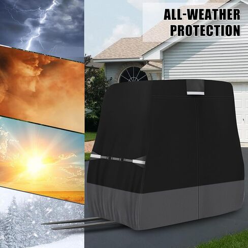 420D Waterproof Forklift Storage Cover Compatible with Capacity Up to 8000 lb Cab Cover with Side Zippered Door and Reflective Strips for Snow Rain Sun Dust Protection(Non-transparent) in Saudi Arabia