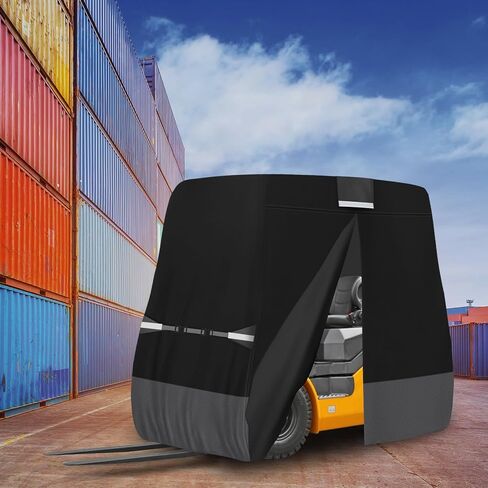 420D Waterproof Forklift Storage Cover Compatible with Capacity Up to 8000 lb Cab Cover with Side Zippered Door and Reflective Strips for Snow Rain Sun Dust Protection(Non-transparent) in Saudi Arabia