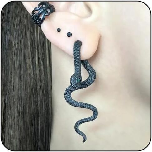 Snake Earrings for Women Gold Silver Snake Edgy Earring Unique Animal Serpent Front Back Stud Earrings Grunge Goth Snake Earring Halloween Jewelry Outfits Accessories in Kuwait