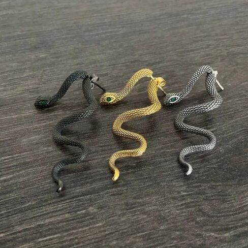 Snake Earrings for Women Gold Silver Snake Edgy Earring Unique Animal Serpent Front Back Stud Earrings Grunge Goth Snake Earring Halloween Jewelry Outfits Accessories in Kuwait