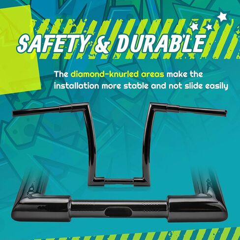 MoKitDora Sportster Dyna Softail 14" Rise Ape Hangers 1.5" Fat 1" مشبك المقود قضبان القرد لـ Harley XL 883/1200,1994-up Road King و1998-2013 Road Glide، أسود in Saudi Arabia