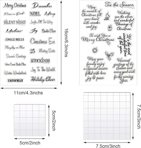 6 قطع عيد الميلاد واضحة طوابع مجموعة 4 قطع الكلمات الزخرفية واضح طوابع شفافة سيليكون ختم 2 قطعة كتل ختم ندفة الثلج مع خطوط الشبكة DIY بها بنفسك الحرف بطاقة صنع سجل القصاصات الديكور in Kuwait