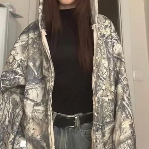 Zip Up Camo Hoodie Y2k Oversized Graphic Hoodies Emo Clothes Vintage 2000s Sweatshirts Grunge Jackets Streetwear in Kuwait