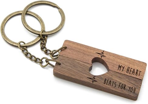 MUUJEE Wooden Heart Cutout Keychain Set - Avocado Sisters Key Rings Bag Charm for Two Sis Bff Best Friends Matching in Kuwait