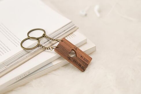 MUUJEE Wooden Heart Cutout Keychain Set - Avocado Sisters Key Rings Bag Charm for Two Sis Bff Best Friends Matching in Kuwait