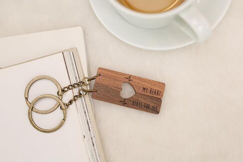 MUUJEE Wooden Heart Cutout Keychain Set - Avocado Sisters Key Rings Bag Charm for Two Sis Bff Best Friends Matching in Kuwait