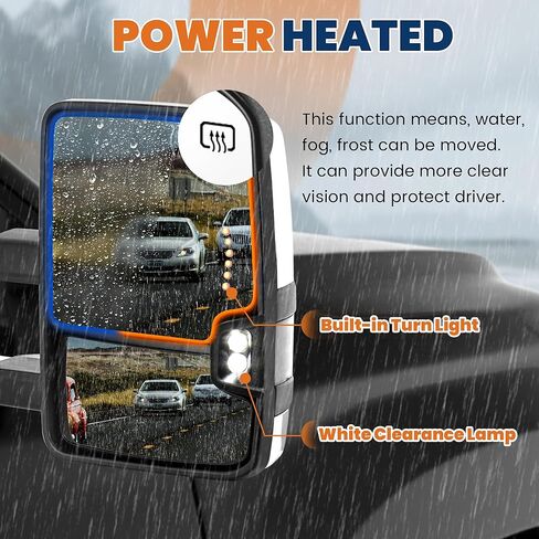 Chrome Towing Mirrors Compatible for 2014-2019 GMC Sierra 1500 2500 3500 HD/Chevy Silverado w/Heated Power,Turn Signals,Extended Left and Right (Set of 2） in Saudi Arabia