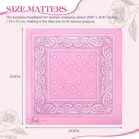 Coume Pink Bandana Paisley Cowboy Bandanas Headband Bachelorette Party Pink Rodeo Bride Bandana Novelty Cowgirl Accessories for Women Bridal Shower Wedding Party Favors, 20.87 x 20.87 Inch in Saudi Arabia