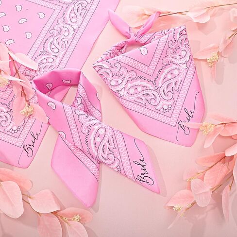 Coume Pink Bandana Paisley Cowboy Bandanas Headband Bachelorette Party Pink Rodeo Bride Bandana Novelty Cowgirl Accessories for Women Bridal Shower Wedding Party Favors, 20.87 x 20.87 Inch in Saudi Arabia