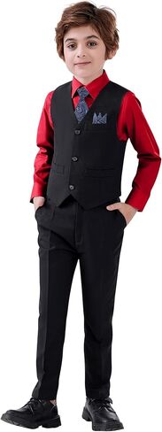 Boy's 5-Piece Suit, Formal Suit Set with Vest Pants and Tie, Boys Formal Dresswear Vest Set, Toddler Boy Vest Set in Saudi Arabia