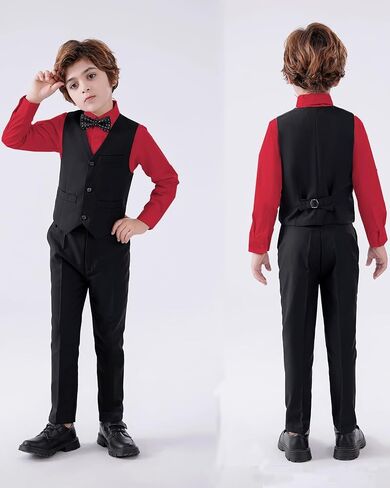 Boy's 5-Piece Suit, Formal Suit Set with Vest Pants and Tie, Boys Formal Dresswear Vest Set, Toddler Boy Vest Set in Saudi Arabia