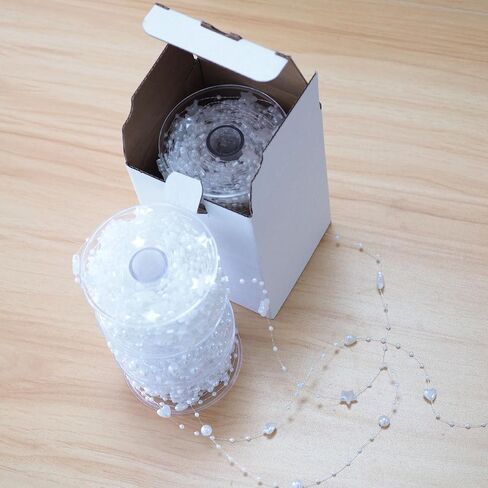 3 Rolls 200 Feet(60m) 3 Styles Mixed Artificial Pearls String Beads Fishing Line Pearl Garland Beads Decoration for DIY Party Bouquet Crafts Decoration (White) in Saudi Arabia
