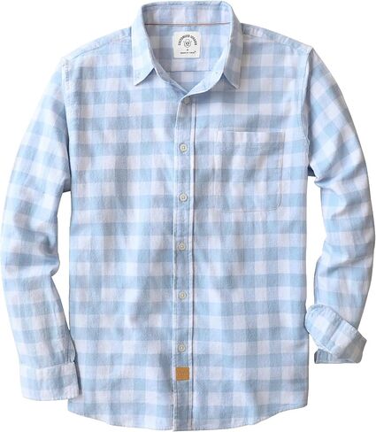 Dubinik® Flannel Shirt for Men 100% Cotton Mens Flannel Shirts Long Sleeve Plaid Soft Casual Button Down Shirt Men in Kuwait