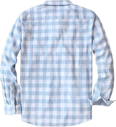 Dubinik® Flannel Shirt for Men 100% Cotton Mens Flannel Shirts Long Sleeve Plaid Soft Casual Button Down Shirt Men in Kuwait