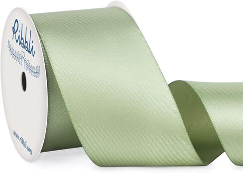 Ribbli Dusty Sage Satin Ribbon 4 Inch Wide Sage Green Ribbon for Wedding Chair Sash Grand Opening Ceremony Big Bows Gift Wrapping Floral Crafts Cake Decor-Double Faced Satin Continuous 10 Yards in Saudi Arabia