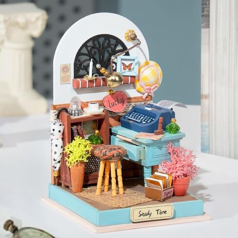 طقم مصغر من Rolife DIY لغرفة نوم بيت الدمى، ديكور رف كتب صغير لأسلوب الحياة المصغر، هوايات DIY للحرفيين (حلم جميل) in Saudi Arabia