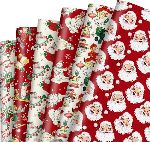JarThenaAMCS 12 Sheet Christmas Wrapping Paper -Not Roll- Red Santa Snowman Gift Wrap Paper Folded Flat Seasonal Art Paper for Winter Xmas Birthday Baby Shower DIY Crafts, 19.7 x 27.6 Inch in Saudi Arabia