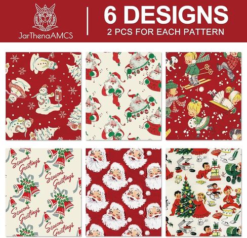 JarThenaAMCS 12 Sheet Christmas Wrapping Paper -Not Roll- Red Santa Snowman Gift Wrap Paper Folded Flat Seasonal Art Paper for Winter Xmas Birthday Baby Shower DIY Crafts, 19.7 x 27.6 Inch in Saudi Arabia