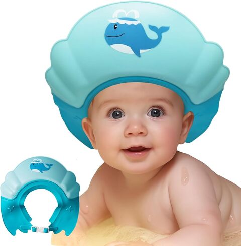 Baby Shower Cap Shield, Shower Cap for Kids, Visor Hat for Eye and Ear Protection for 0-9 Years Old Children,Cute whale shape Makes the Baby Bath More Fun (Orange) in Kuwait