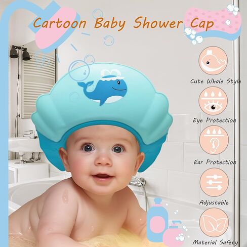 Baby Shower Cap Shield, Shower Cap for Kids, Visor Hat for Eye and Ear Protection for 0-9 Years Old Children,Cute whale shape Makes the Baby Bath More Fun (Orange) in Kuwait