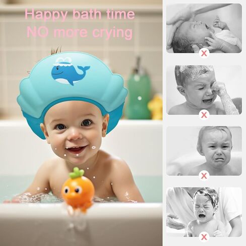Baby Shower Cap Shield, Shower Cap for Kids, Visor Hat for Eye and Ear Protection for 0-9 Years Old Children,Cute whale shape Makes the Baby Bath More Fun (Orange) in Kuwait