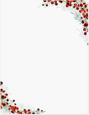 Pine And Berry Holiday Letterhead / 50 Sheets 8.5" x 11" Watercolor Winter Design/Bold And Modern Christmas Paper in Saudi Arabia