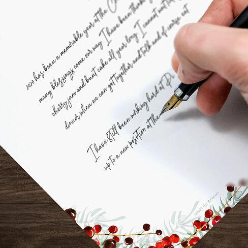 Pine And Berry Holiday Letterhead / 50 Sheets 8.5" x 11" Watercolor Winter Design/Bold And Modern Christmas Paper in Saudi Arabia