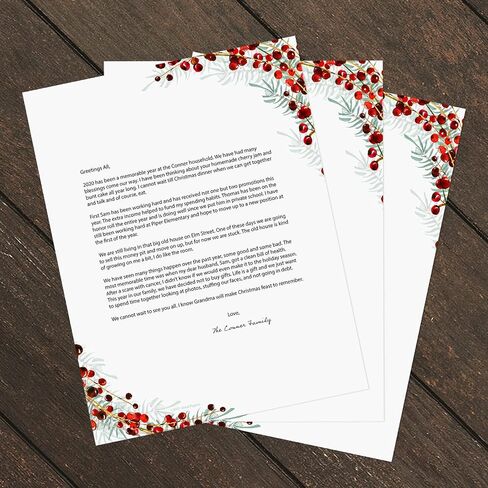 Pine And Berry Holiday Letterhead / 50 Sheets 8.5" x 11" Watercolor Winter Design/Bold And Modern Christmas Paper in Saudi Arabia