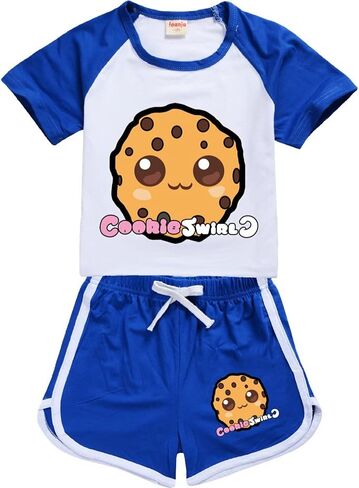 Cookie Swirl C 100-170 Trend Cartoon T-shirt Shorts Casual Sports Suit Clothes for Toddler Girls Teenage Boys Tees Tops in Saudi Arabia