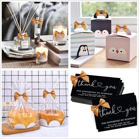 30 Pack Mini Ribbon Bows for Crafts, Satin Ribbon Bows with Adhesive Glue Point, Pretied Bows for DIY Crafting Sewing Scrapbooking Baby Shower Wedding Birthday Party Treats Favors (Gold) in Saudi Arabia