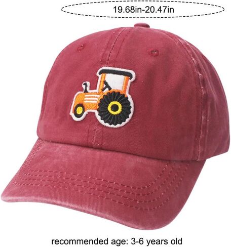 Kids Cartoon Embroidery Baseball Cap Adjustable Snapback Vintage Retro Cotton Sun Hat for Boys Girls Ages 2-8 in Kuwait