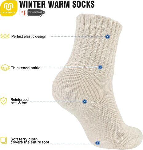 Closemate Boot Socks for Women Winter Thick Socks Warm Crew Socks Gift for Women 3 Pairs in Saudi Arabia