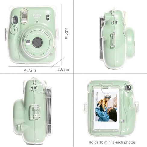 حافظة شفافة من wogozan لكاميرا Fujifilm Instax Mini 11 الفورية مع جيب صور مطور يحمل 10 أفلام على الظهر وحزام قابل للتعديل (شفاف) (بدون كاميرا) in Kuwait