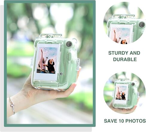 حافظة شفافة من wogozan لكاميرا Fujifilm Instax Mini 11 الفورية مع جيب صور مطور يحمل 10 أفلام على الظهر وحزام قابل للتعديل (شفاف) (بدون كاميرا) in Kuwait
