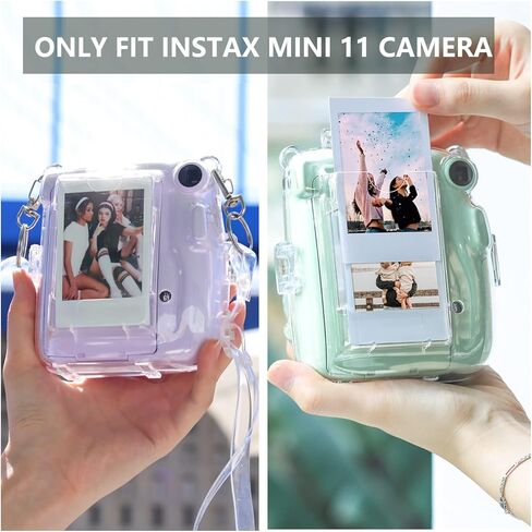 حافظة شفافة من wogozan لكاميرا Fujifilm Instax Mini 11 الفورية مع جيب صور مطور يحمل 10 أفلام على الظهر وحزام قابل للتعديل (شفاف) (بدون كاميرا) in Kuwait