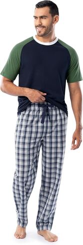 Fruit of the Loom Men's Jersey Henley Top and Broadcloth Pant Sleep Pajama Set in Saudi Arabia