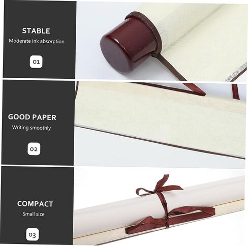 EXCEART 3pcs Blank Scroll Scroll Rice Paper Scrolls Painting Supply Calligraphy Scroll Paper Chinese Scroll Blank Paper Scrolls Blank Canvas Drawing Scrolls Handmade Paper White Four Feet in Saudi Arabia