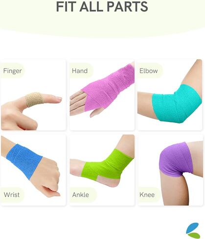 FriCARE Latex Free Self Adhesive Bandage, Green Athletic Wrist Spat Tape, First Aid Supplies Medical Tape Self-Adherent Cohesive Bandages, Non-Woven Elastic Vet Wrap Fluorescent 6 Rolls 2" x 5 Yards in Saudi Arabia