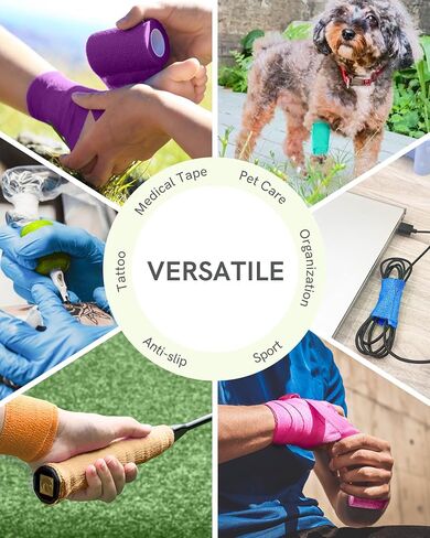 FriCARE Latex Free Self Adhesive Bandage, Green Athletic Wrist Spat Tape, First Aid Supplies Medical Tape Self-Adherent Cohesive Bandages, Non-Woven Elastic Vet Wrap Fluorescent 6 Rolls 2" x 5 Yards in Saudi Arabia