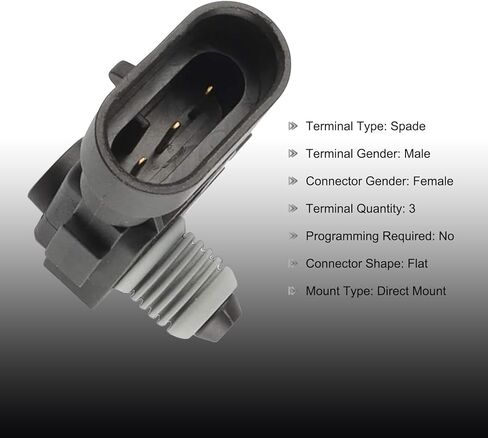 مستشعر ضغط خزان منفذ تنفيس بخار السيارة من Ajxn، تصميم متين مقاوم للماء، متوافق مع الجيل الثالث من دلفي، رقم OEM البديل #16238399، 9377680، 09377680، 16196060 (أسود) in Kuwait