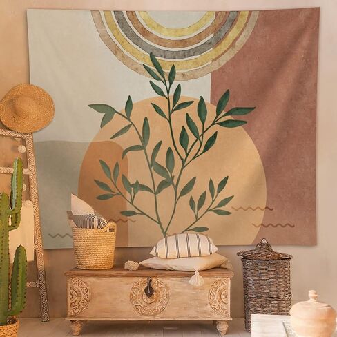 SUOTEMEIFEI Boho فن نسيج النبات، نباتات ريترو نسيج غروب الشمس منظر طبيعي مجرد جمالي جدار غرفة النوم غرفة المعيشة ديكور الكلية النوم الجدار شنقا in Saudi Arabia
