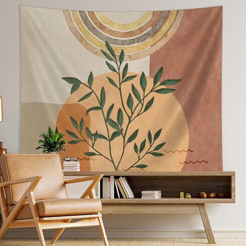 SUOTEMEIFEI Boho فن نسيج النبات، نباتات ريترو نسيج غروب الشمس منظر طبيعي مجرد جمالي جدار غرفة النوم غرفة المعيشة ديكور الكلية النوم الجدار شنقا in Saudi Arabia